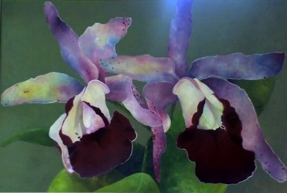 Pintura intitulada "Orquídeas ll" por Otoni Rodrigues, Obras de arte originais, Óleo