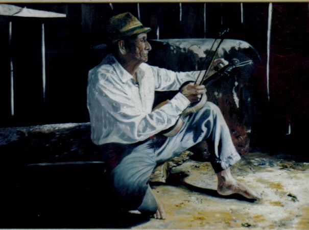 Pintura intitulada "O músico" por Otoni Rodrigues, Obras de arte originais, Óleo