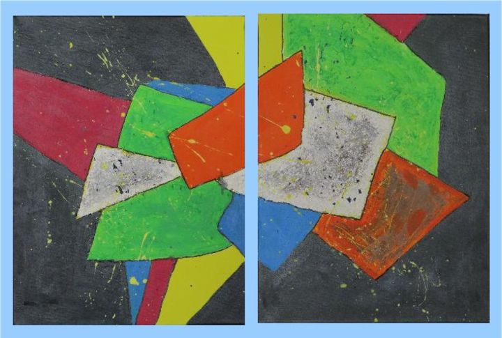 Painting titled "Geometrie" by Karin Ott-Hofmann (KarOtt), Original Artwork, Acrylic
