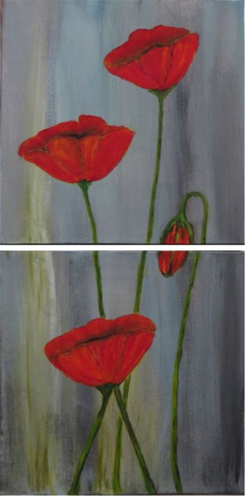 Painting titled "Mohn" by Karin Ott-Hofmann (KarOtt), Original Artwork, Acrylic