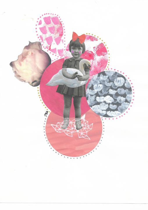 Collages getiteld "Hugs, Collage Analo…" door Ottavia Marchiori, Origineel Kunstwerk, Collages