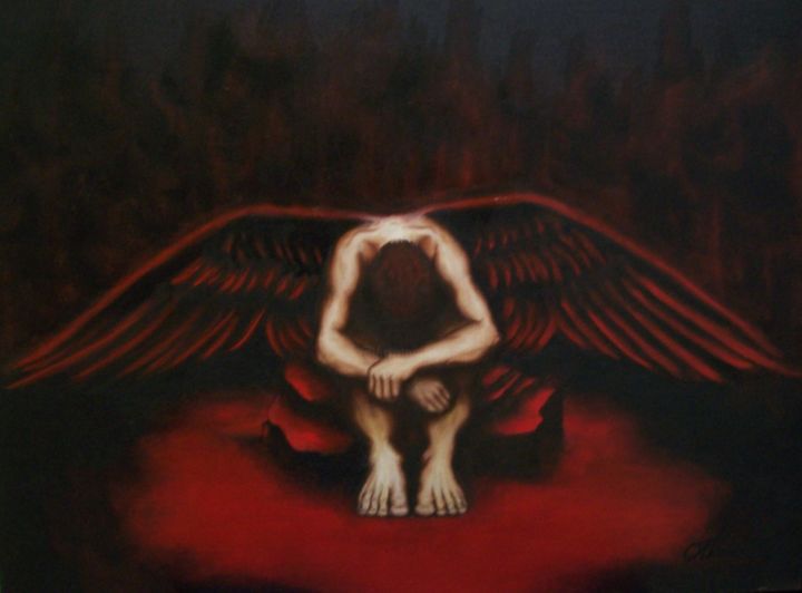 Painting titled "Lucifero" by Ottavia Cavazzana, Original Artwork, Oil