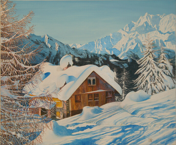 Painting titled "paesaggio-montano-i…" by Otto, Original Artwork, Other