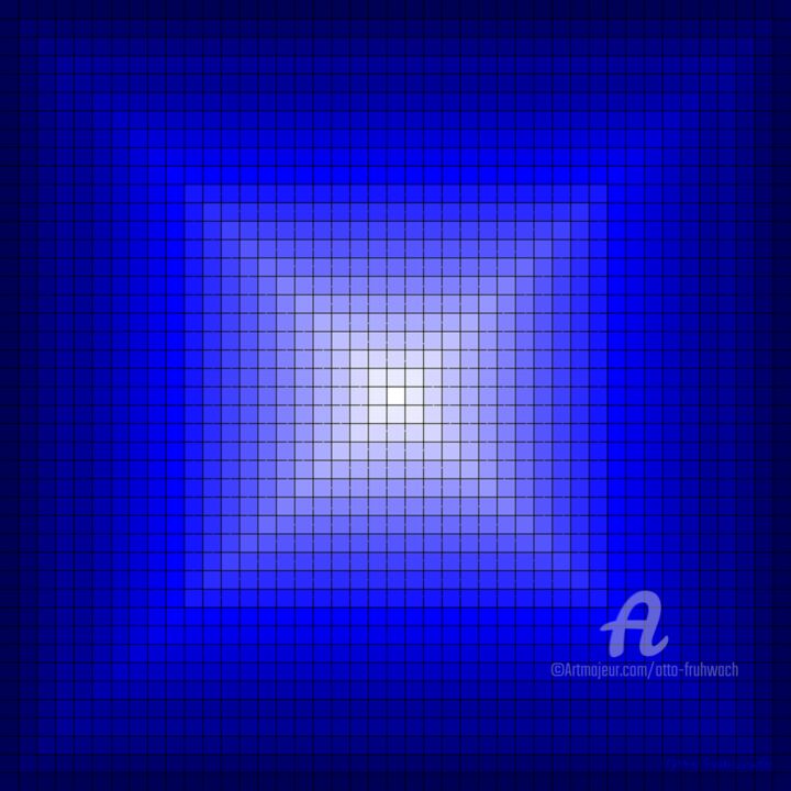 Digitale Kunst mit dem Titel "BLUE SQUARE 1" von Otto Frühwach, Original-Kunstwerk, Digitale Malerei
