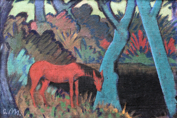 「Cheval au bord de l…」というタイトルの絵画 Otto Muellerによって, オリジナルのアートワーク, オイル