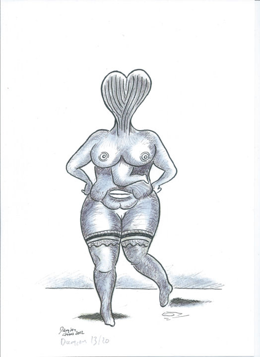 图画 标题为“La femme mère” 由Jmdamien, 原创艺术品, 圆珠笔