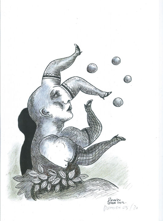 Disegno intitolato "Jongleur" da Jmdamien, Opera d'arte originale, Biro