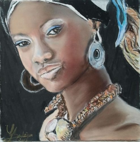 Peinture intitulée "femme-africaine-500…" par Reneart, Œuvre d'art originale