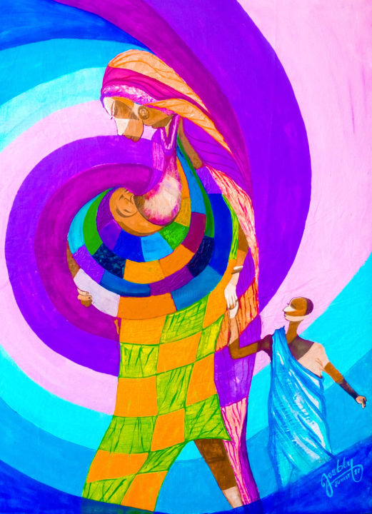 Peinture intitulée "Gnãn Wahala(La souf…" par Oulianock Kpobly, Œuvre d'art originale, Acrylique