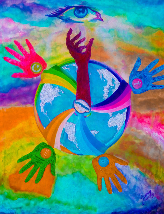Peinture intitulée "Akouè(Argent)" par Oulianock Kpobly, Œuvre d'art originale, Acrylique