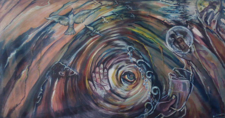 Peinture intitulée "Dandjohon(Le vend d…" par Oulianock Kpobly, Œuvre d'art originale, Acrylique