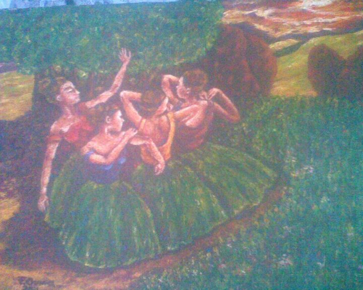 "Degas' Dancers" başlıklı Tablo Ouma Fred tarafından, Orijinal sanat, Petrol