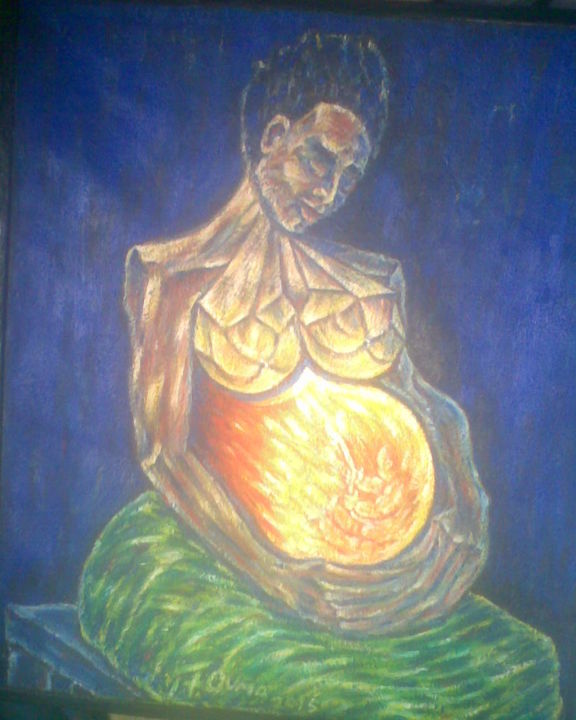 Malarstwo zatytułowany „The Wordless Conver…” autorstwa Ouma Fred, Oryginalna praca, Olej