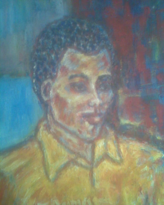 Painting titled "Miniature Self Port…" by Ouma Fred, Original Artwork, Oil
