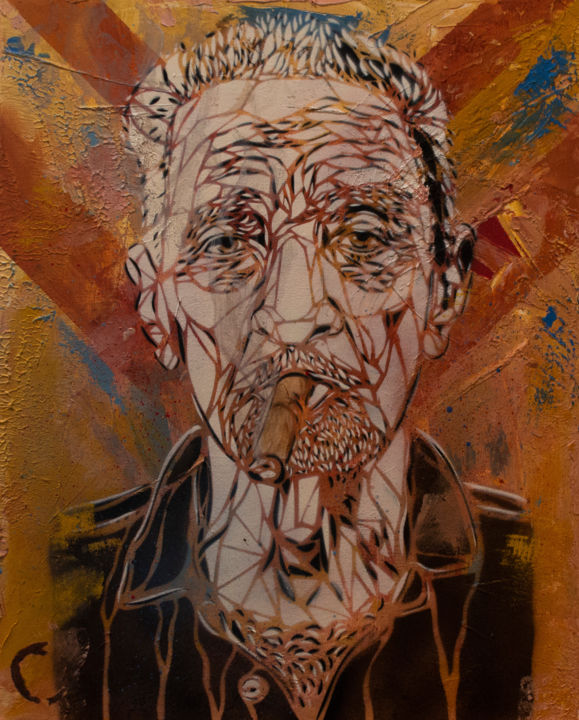 Peinture intitulée "Cigare (cigar)" par Ouroboros, Œuvre d'art originale, Bombe aérosol