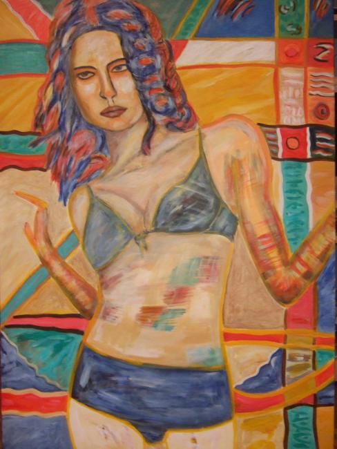 Painting titled "Cheveux bleus" by Marblez, Original Artwork