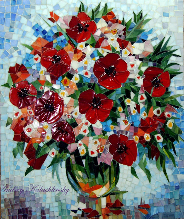 Peinture intitulée ""Букет", мозаика, с…" par Andrei Kalashlinskii, Œuvre d'art originale, Autre