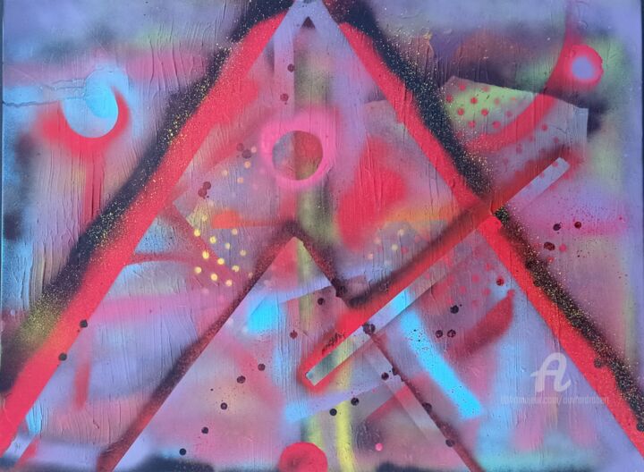 Painting titled "Pyramidia" by Robert Ouvrard, Original Artwork, Acrylic