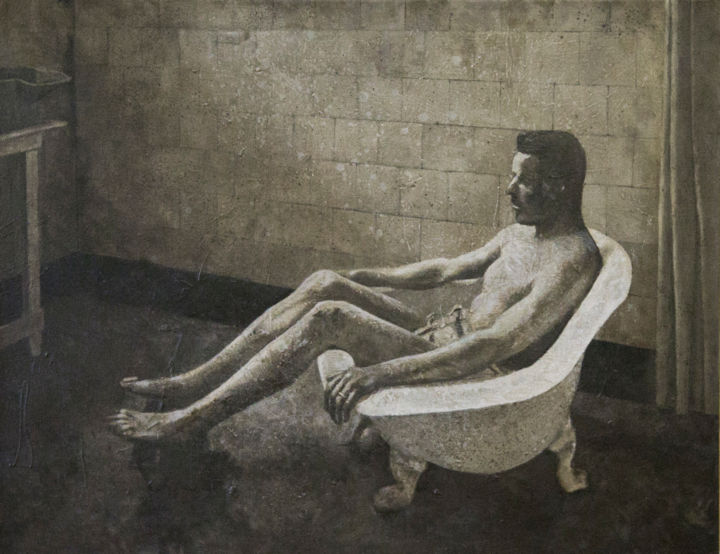 Painting titled "zitbad / sitz bath…" by Robert Jan Overeem, Original Artwork, Acrylic