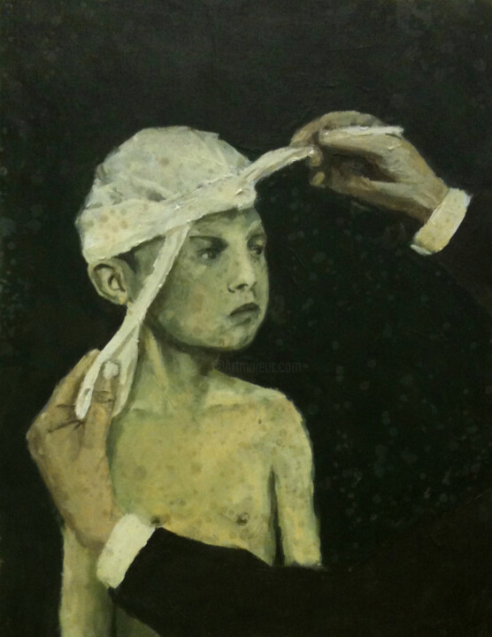 Peinture intitulée "Driekante hoofddoek" par Robert Jan Overeem, Œuvre d'art originale, Acrylique