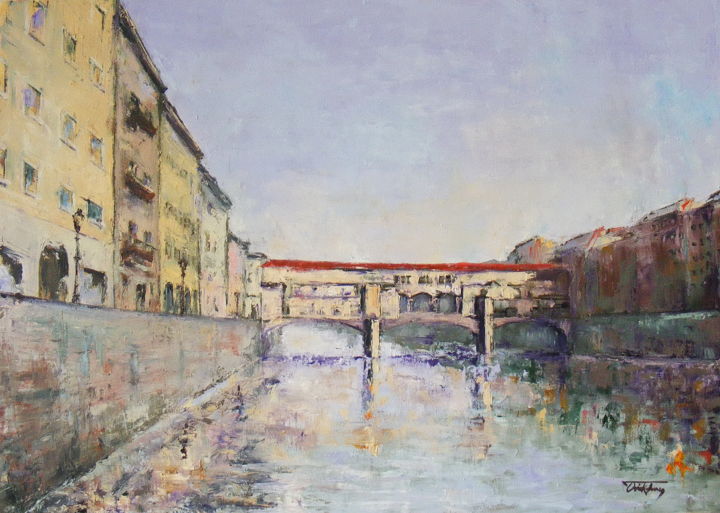 Painting titled "ponte vecchio" by Ovidiu Tene, Original Artwork