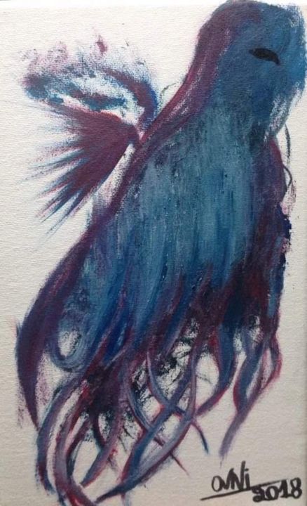 Ζωγραφική με τίτλο "Ovni's peacock" από Ovni Creator, Αυθεντικά έργα τέχνης, Ακρυλικό