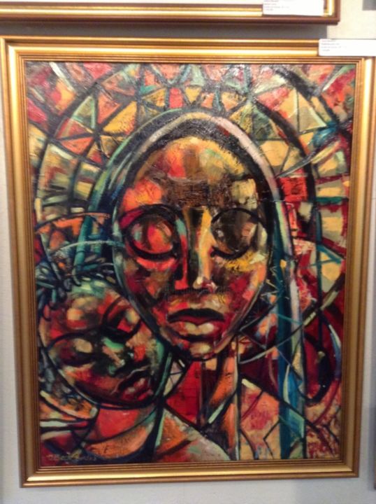 Painting titled "Madonna and Child" by Owen Beckford, Original Artwork, Oil