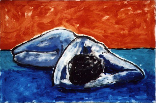 Painting titled "Blue Nude 2" by Bradley Owen, Original Artwork, Oil