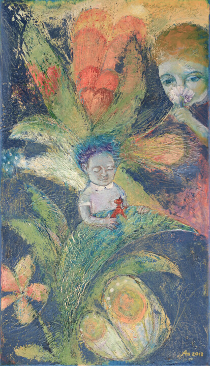 Peinture intitulée "Сhildren are flowers" par Oxana Antonenko, Œuvre d'art originale, Acrylique Monté sur Châssis en bois