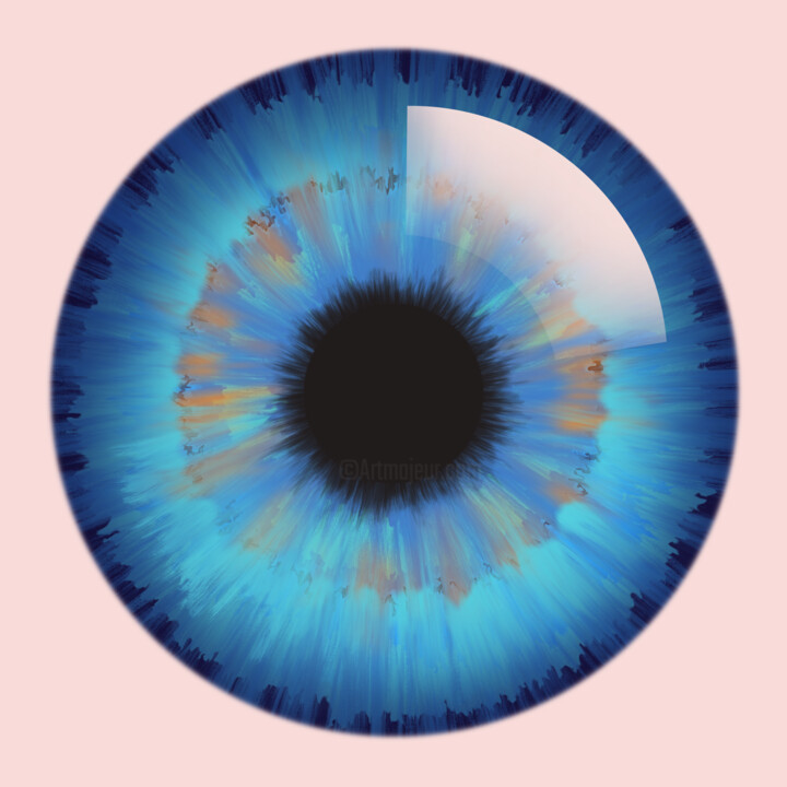 Digital Arts titled "Cartoon blue eye" by Oxana.Art8, Original Artwork, 2D Digital Work
