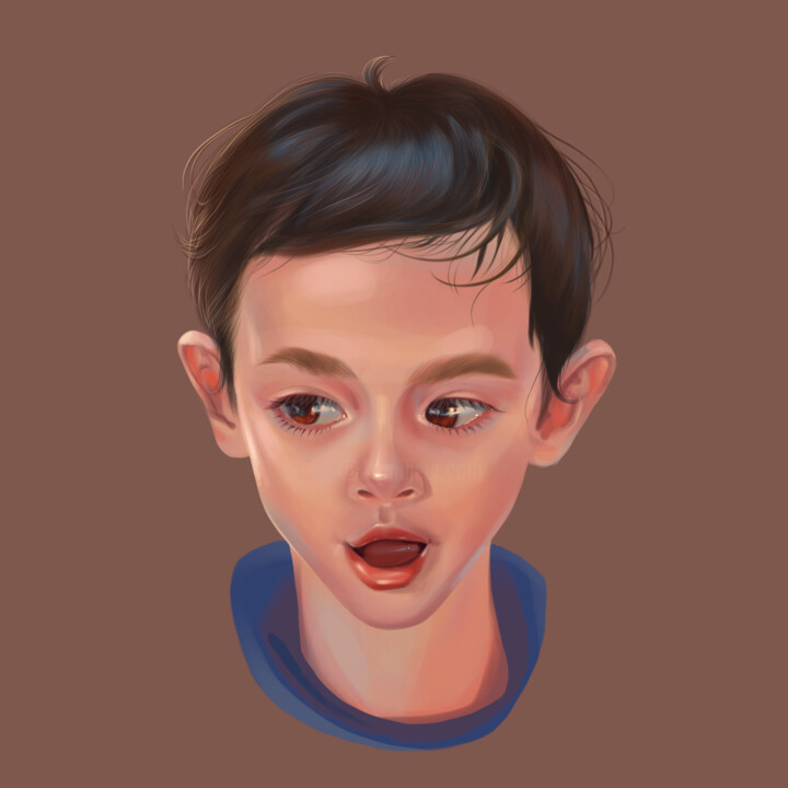 Artes digitais intitulada "asian boy. series o…" por Oxana.Art8, Obras de arte originais, Trabalho Digital 2D