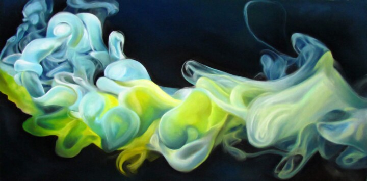 Peinture intitulée "Teal Smoke" par Oxana Babkina, Œuvre d'art originale, Pastel