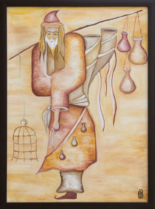 Pintura titulada "Dervish" por Bahodir Zakirov, Obra de arte original, Oleo