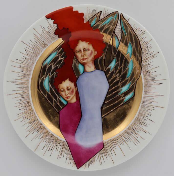 Sculpture intitulée "Angels and Demons 4" par Oxana Kondratenko, Œuvre d'art originale, Céramique