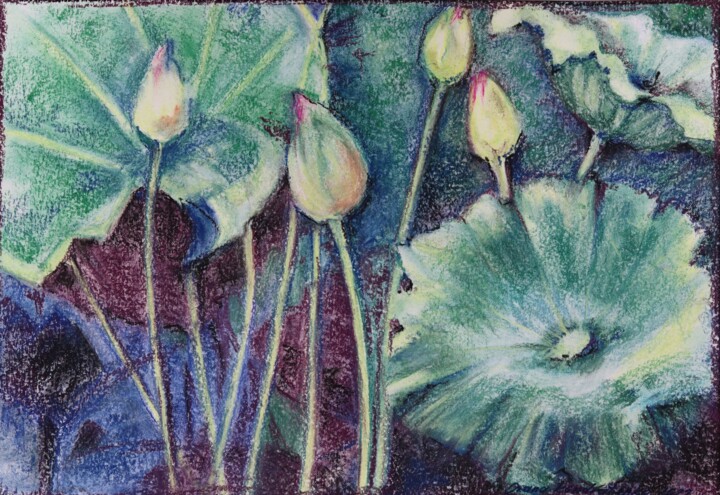 Tekening getiteld "Lilies 1" door Oxana Kondratenko, Origineel Kunstwerk, Pastel