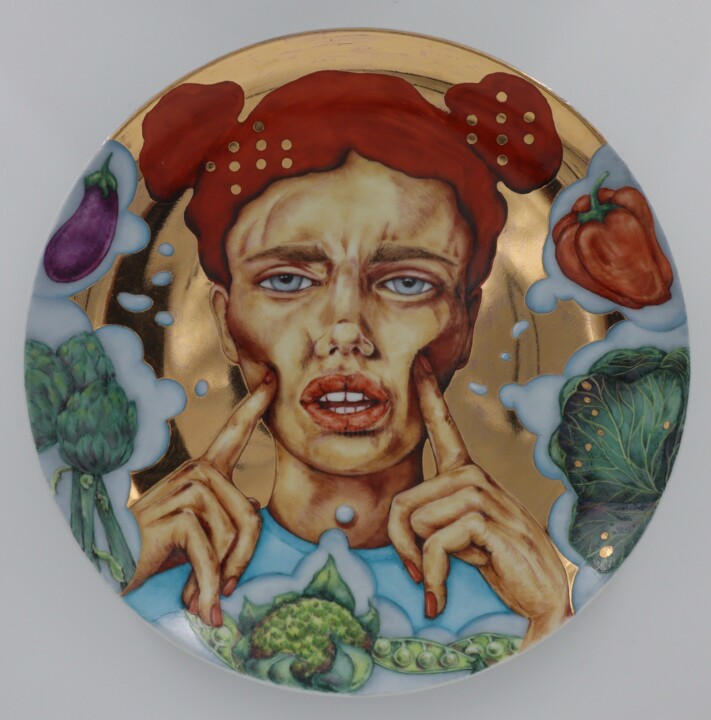Sculpture titled "Woman on diet 1" by Oxana Kondratenko, Original Artwork, Ceramics