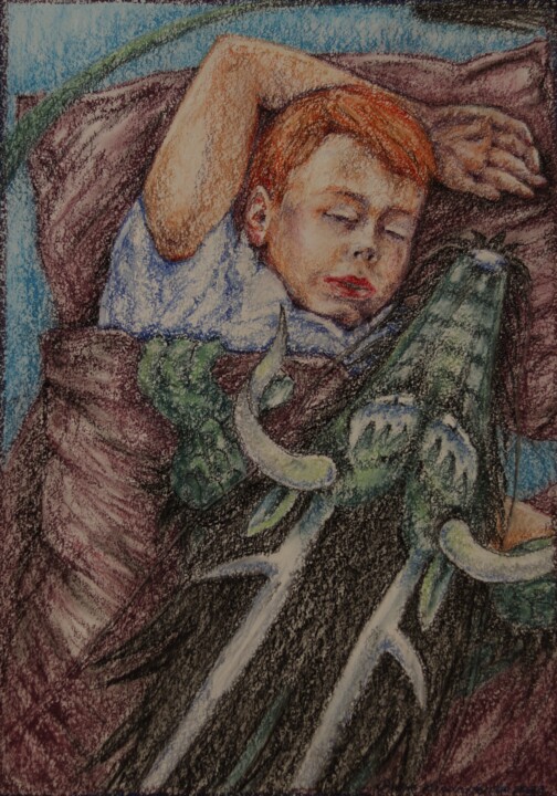 "Child and dragon" başlıklı Tablo Oxana Kondratenko tarafından, Orijinal sanat, Pastel