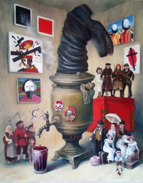 Картина под названием "Всевозможные измы" - Оксана Левинцова, Подлинное произведение искусства, Масло