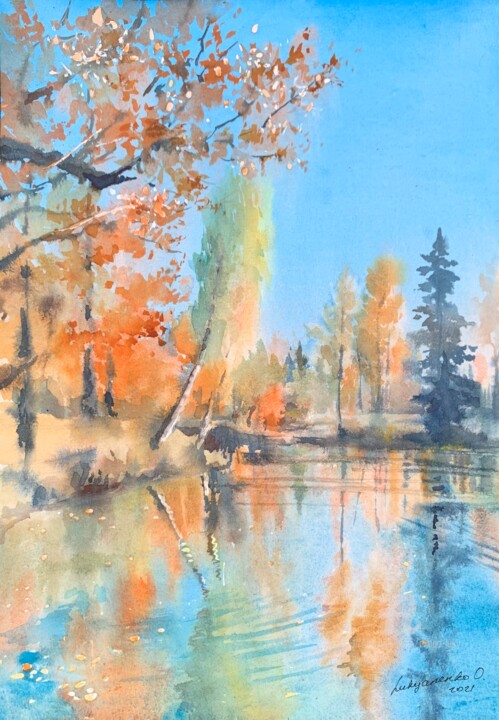 "Autumn silence" başlıklı Tablo Oxana Luky tarafından, Orijinal sanat, Suluboya