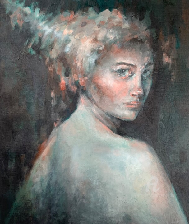 Painting titled "“Portrait #1”" by Oxana Luky, Original Artwork, Oil