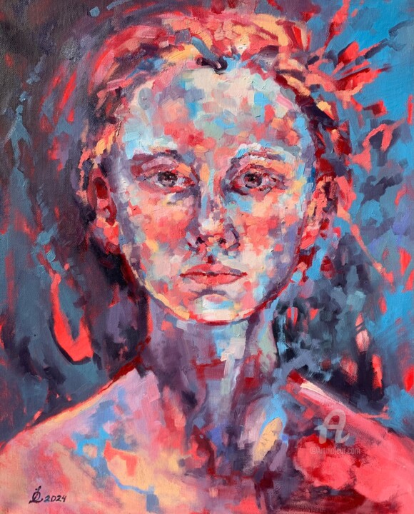 Painting titled "“Feel by skin”" by Oxana Luky, Original Artwork, Oil