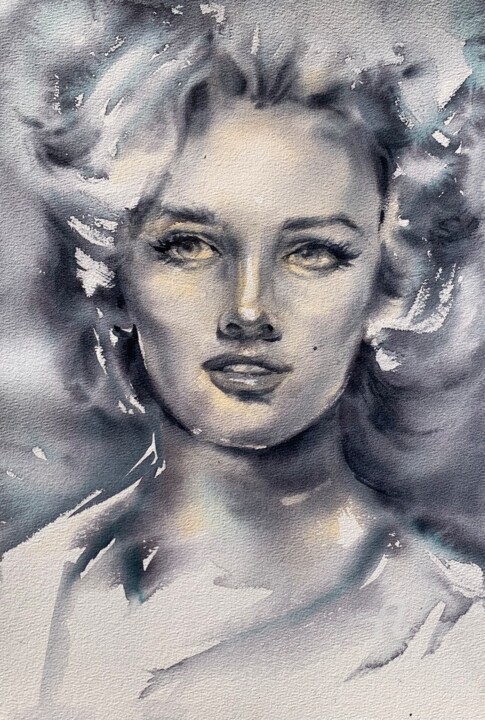 "“Marilyn in monochr…" başlıklı Tablo Oxana Luky tarafından, Orijinal sanat, Suluboya