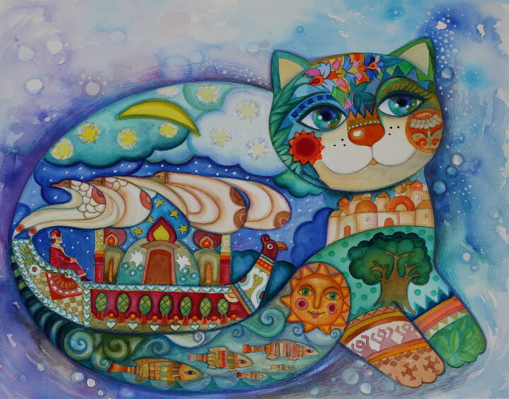 Peinture intitulée "Sadko" par Oxana Zaika, Œuvre d'art originale, Aquarelle