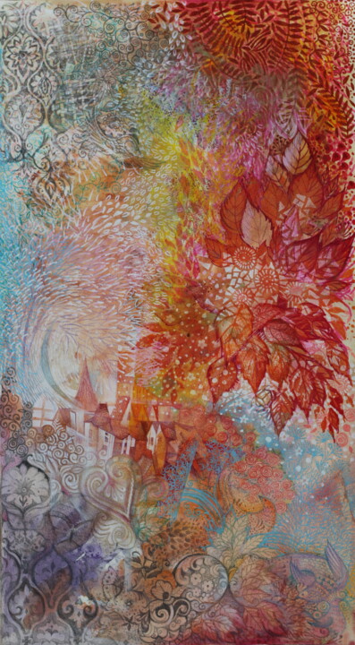 Картина под названием "l'automne d'argent" - Oxana Zaika, Подлинное произведение искусства, Чернила