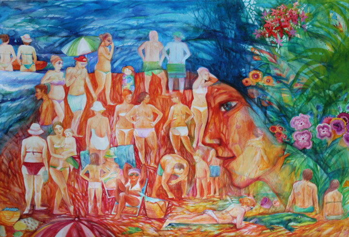 Peinture intitulée "La MER" par Oxana Zaika, Œuvre d'art originale, Aquarelle