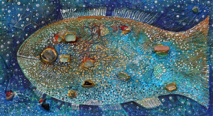 Peinture intitulée "Poisson  du bonheur" par Oxana Zaika, Œuvre d'art originale, Acrylique