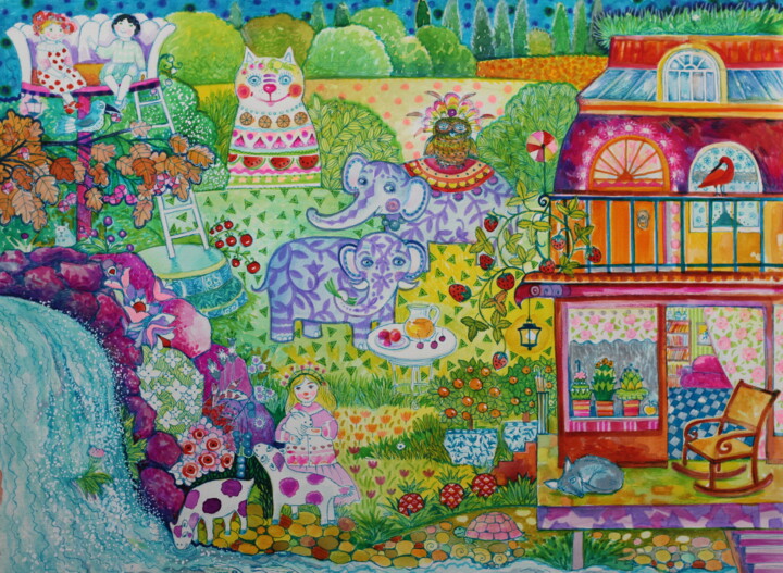 Peinture intitulée "Paysage" par Oxana Zaika, Œuvre d'art originale, Aquarelle