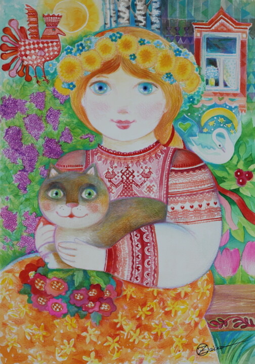 Painting titled "Russie," by Oxana Zaika, Original Artwork, Watercolor