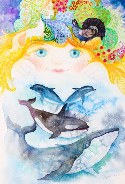 Peinture intitulée "Océan" par Oxana Zaika, Œuvre d'art originale, Aquarelle