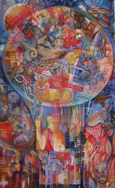 Pintura titulada "Rêves et Voeux*** D…" por Oxana Zaika, Obra de arte original, Tinta